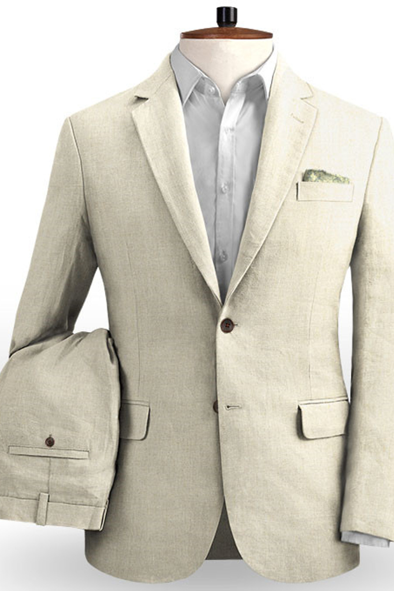 Khaki Notched Lapel Wedding Suit Slim Fit Casual Two-Piece Tuxedo
