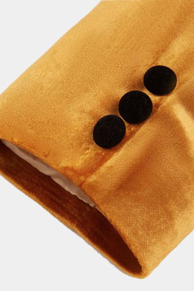 One Button Gold Velvet Tuxedo Jacket Men Classic Suit Size