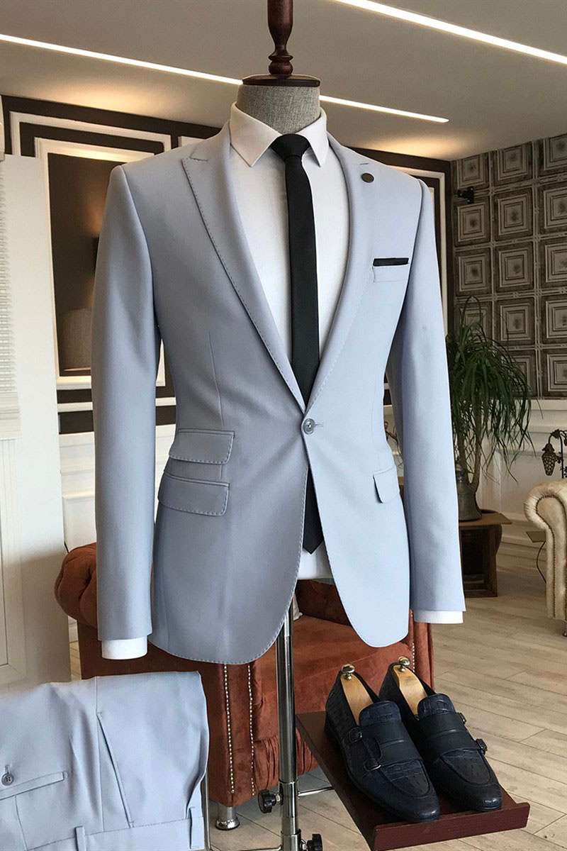 Sampson Silver Point Lapel One-Button Three-Flap Business Suit