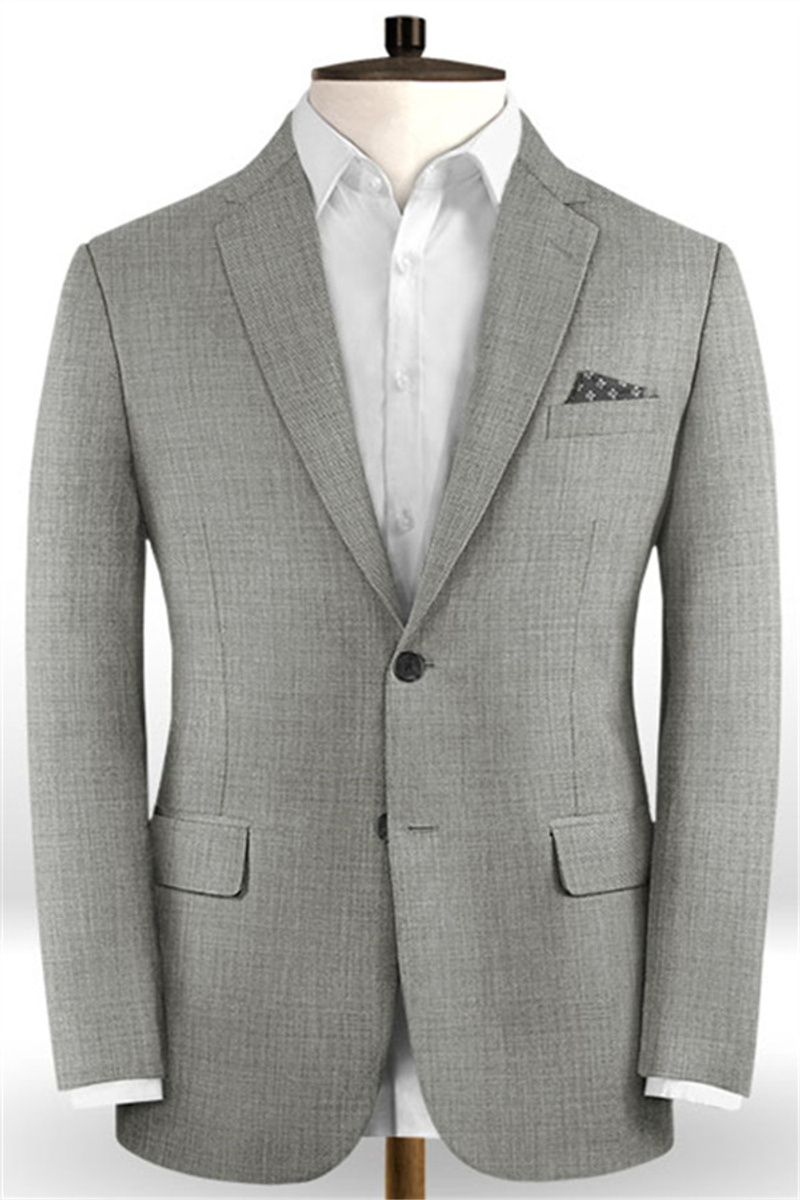 New High-Quality Two-Button Grey Tuxedo Formal Business Prom Suit