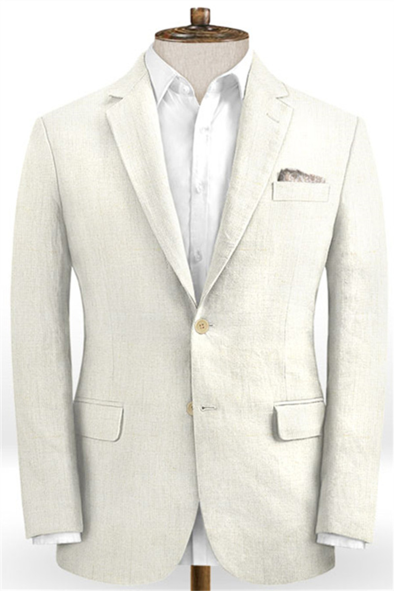 Linen Ivory Beach Wedding Suit Set of 2 Men Suits