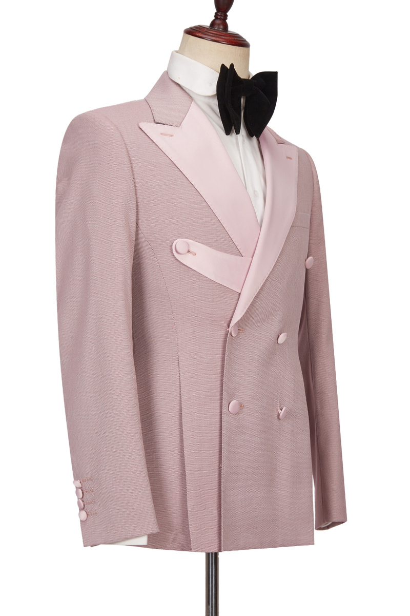 Christopher Stylish Pink Double Breasted Point Lapel Men Suit