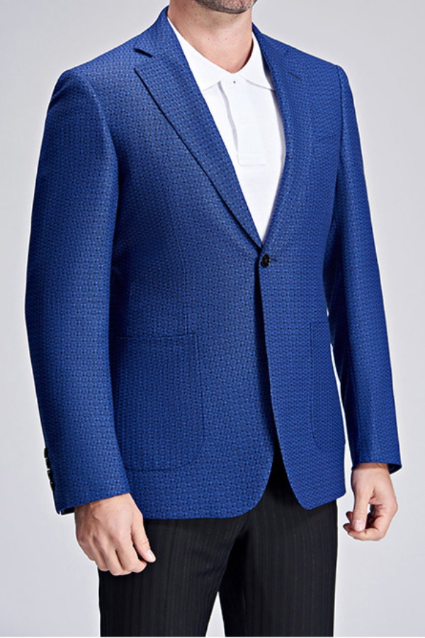 Men Casual Fashion Dot Patch Pocket Fashion Blue Blazer
