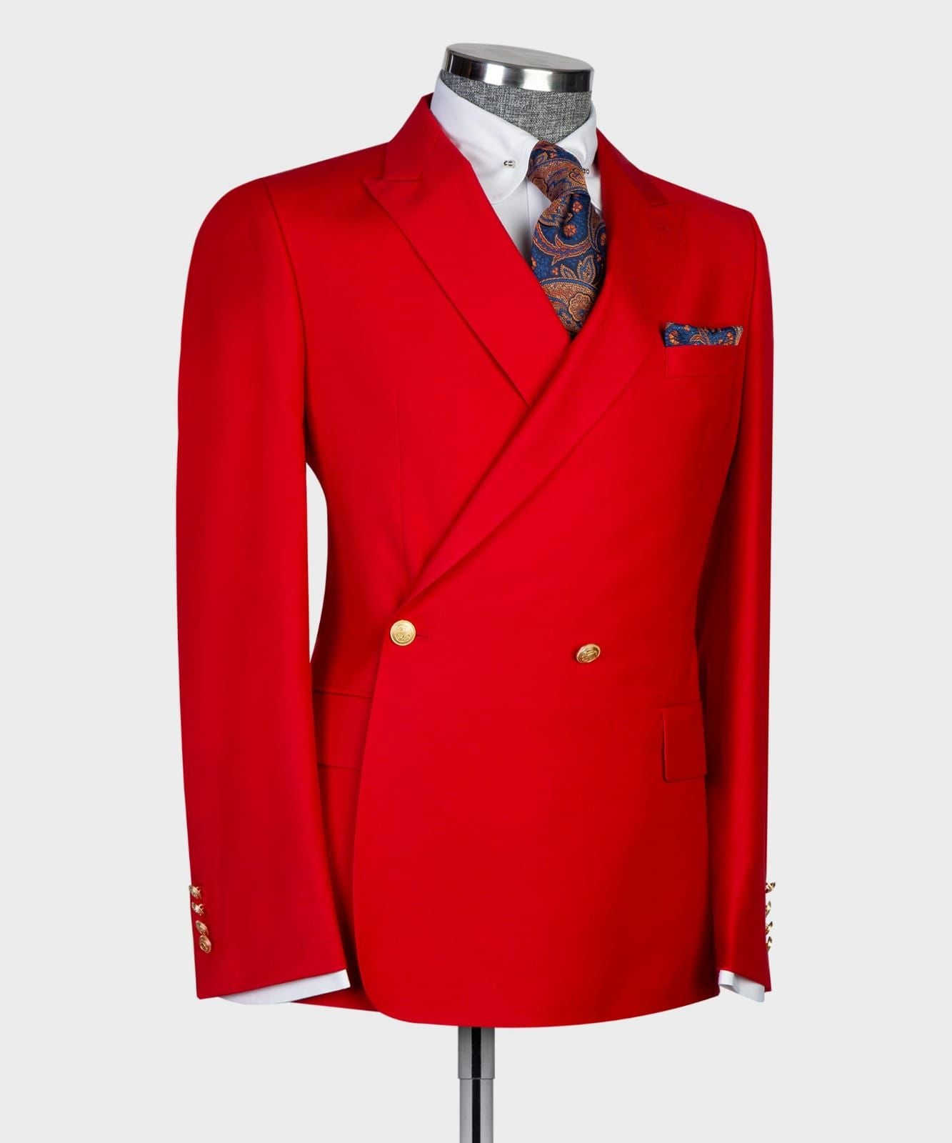 Red Point Collar Double-Breasted Stylish Best Fit Prom Suit