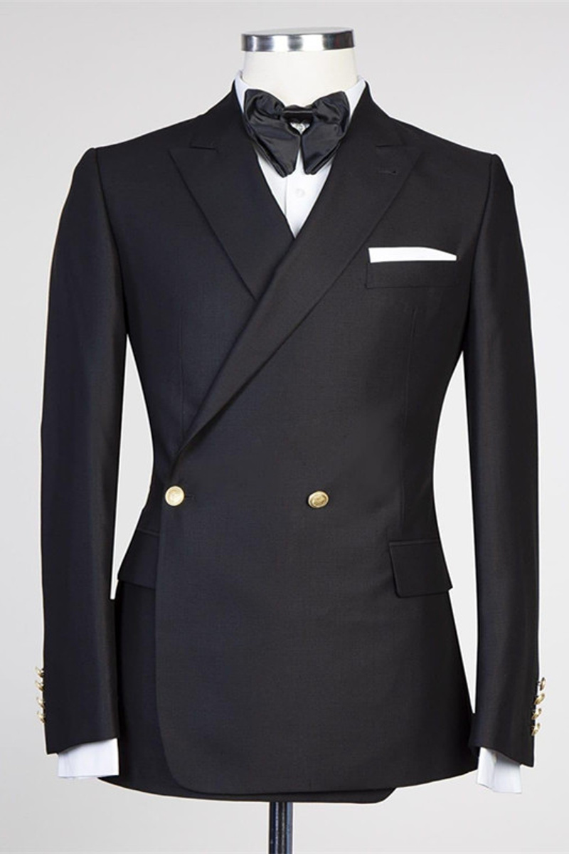 Solomon Fashion Black Point Lapel Prom Suit