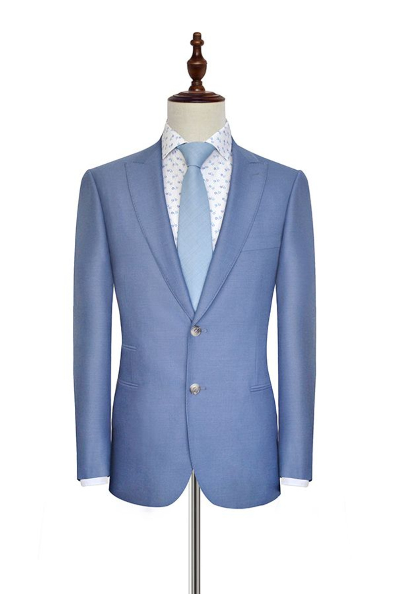 Dust Blue Three Pocket Suit Summer Peak Lapel Two-Button Business Suit