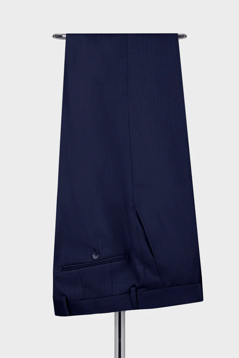 Dark Navy Slim Fit Double-Breasted Peak Collar Three-Piece Suit