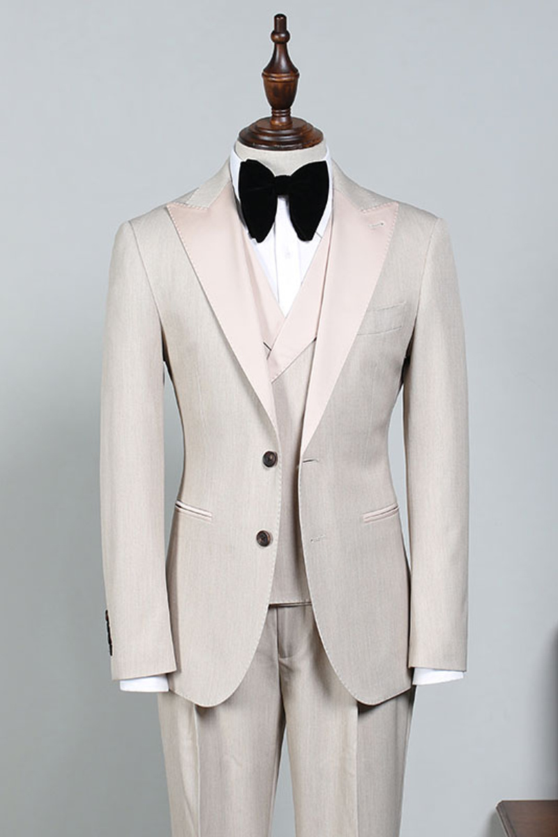 Nigel Stylish Off-White Pointed Lapel Two Button Business Suit