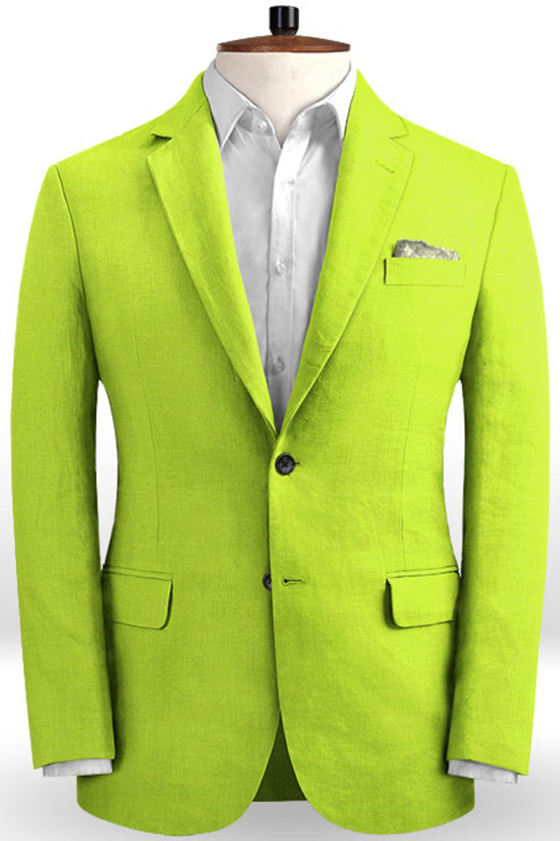 Lime Green Notched Lapel Prom Suit Custom Two-Piece Tuxedos Online