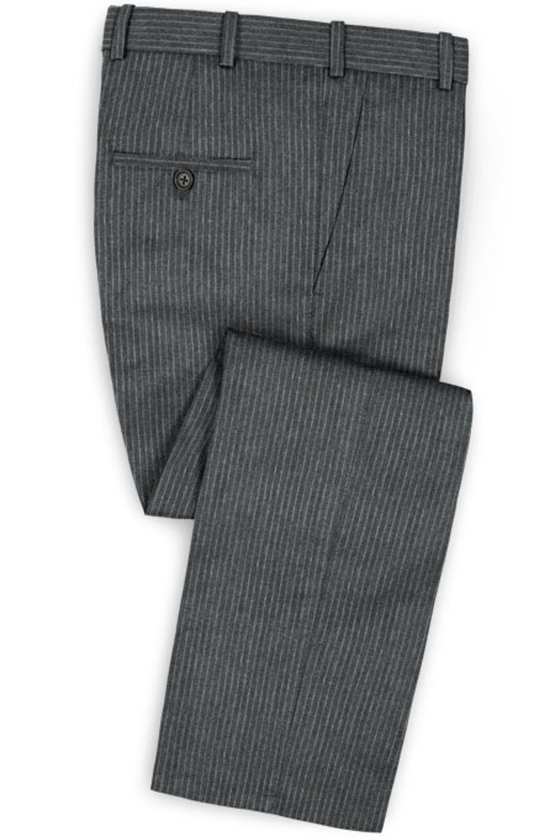 Dark Grey Slim Fit Men Suit Online Fashion Striped Two Piece Tuxedo