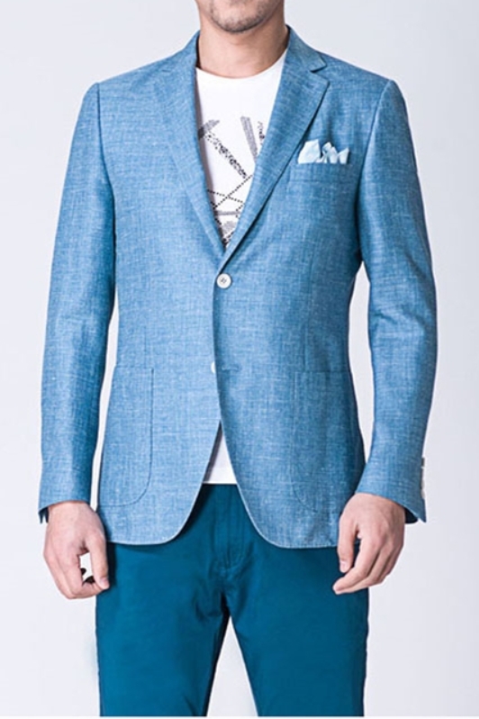 Fashion Blue Jacket Men Suit With Notch Lapel