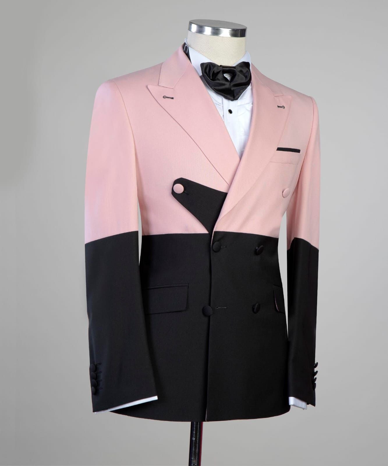 New Arrival Pink And Black Double Breasted Pointe Collar Prom Men Suit Suit