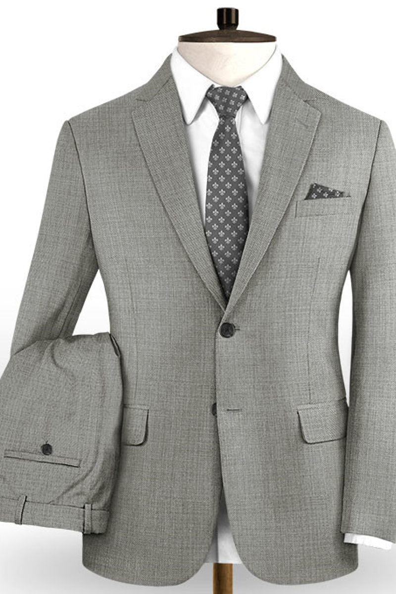 New High-Quality Two-Button Grey Tuxedo Formal Business Prom Suit