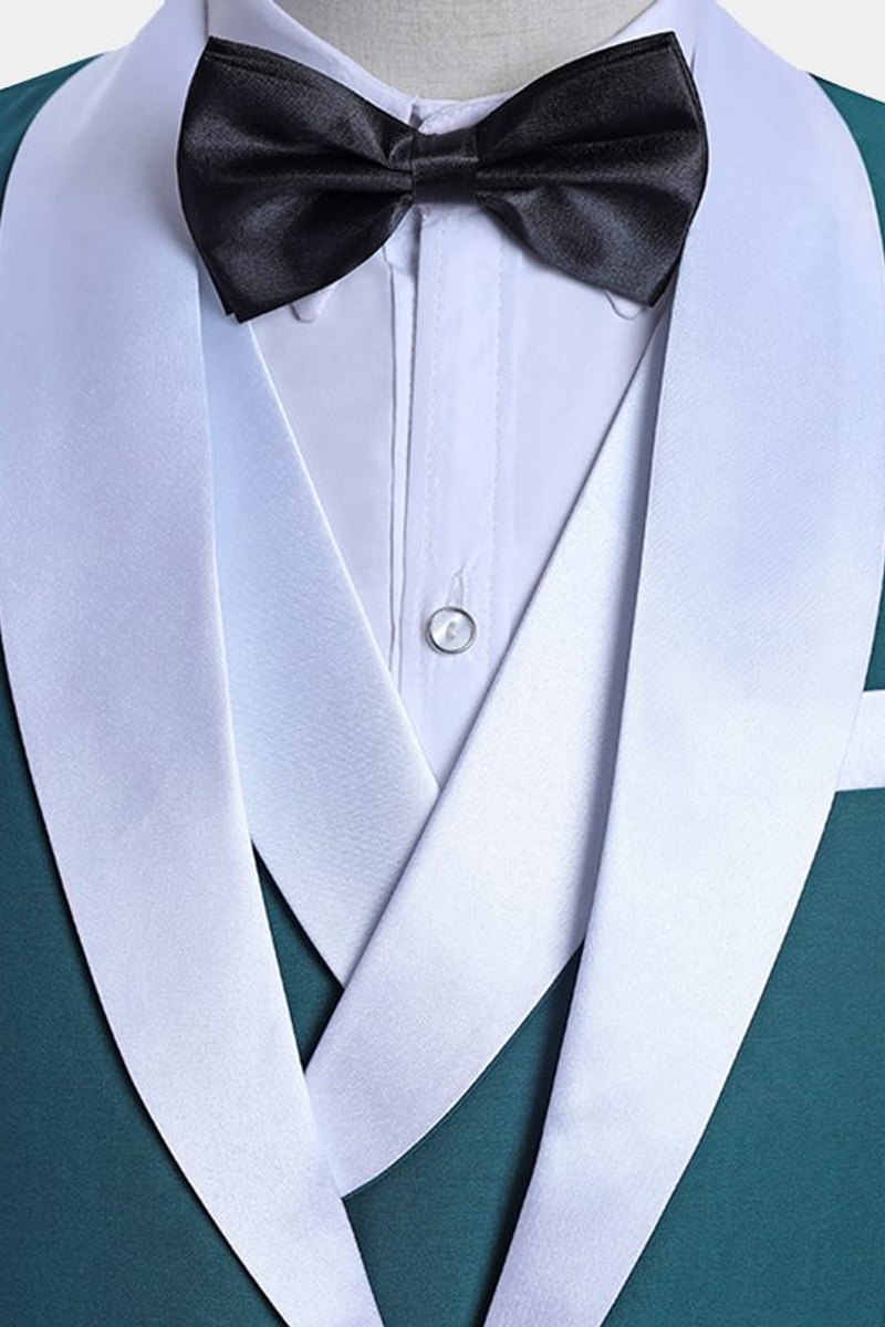 Teal Tuxedo with Light Trim Formal Business Suit