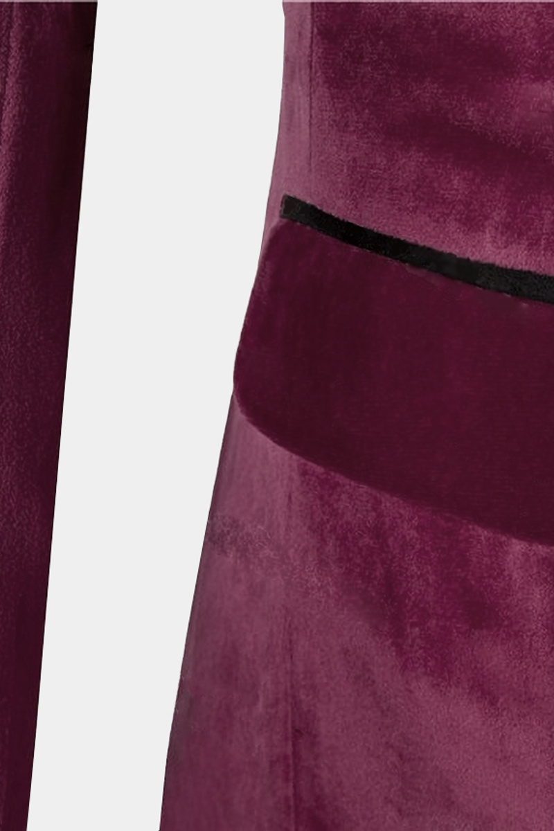 Burgundy Velvet Three-Piece Tuxedo Point Collar Prom Suit