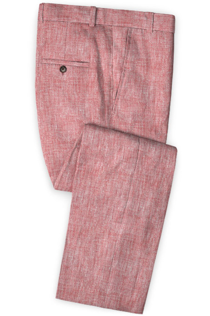 New Pink Prom Suit High-Quality Linen Tuxedo