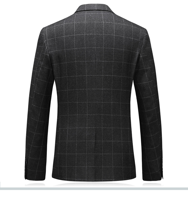 Micheal Black Check Point Lapel Three Piece Suit