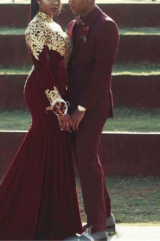 Gabriel Burgundy Men Slim Fit Notch Lapel Prom Suit