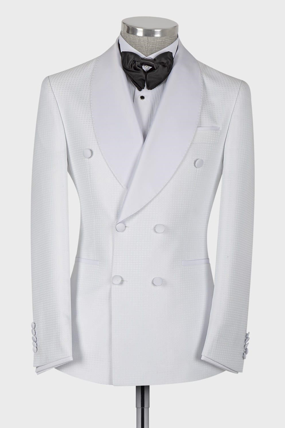 White Two-Piece Cape Lapel Double-Breasted Chic Prom Suit