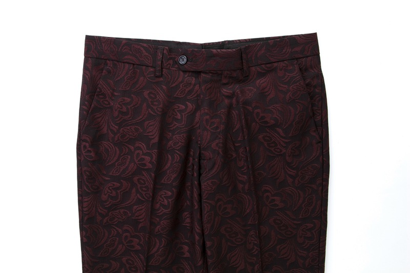 Fashion Burgundy Check Design Prom Suit Three-Piece One-Button Tuxedo