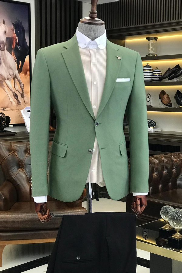 Green Notch Lapel Two-Piece Suit Wedding Suit