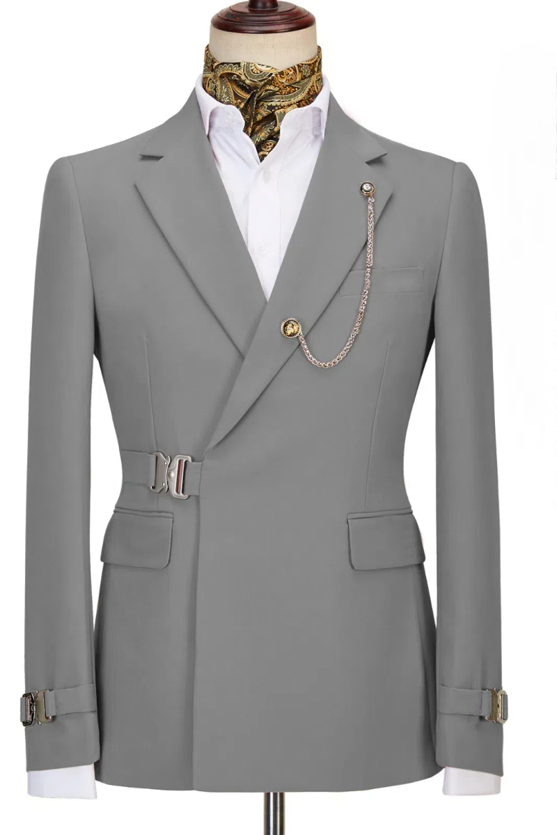 Light Grey Slim Fit Tailored Prom Mens Two Piece Suits