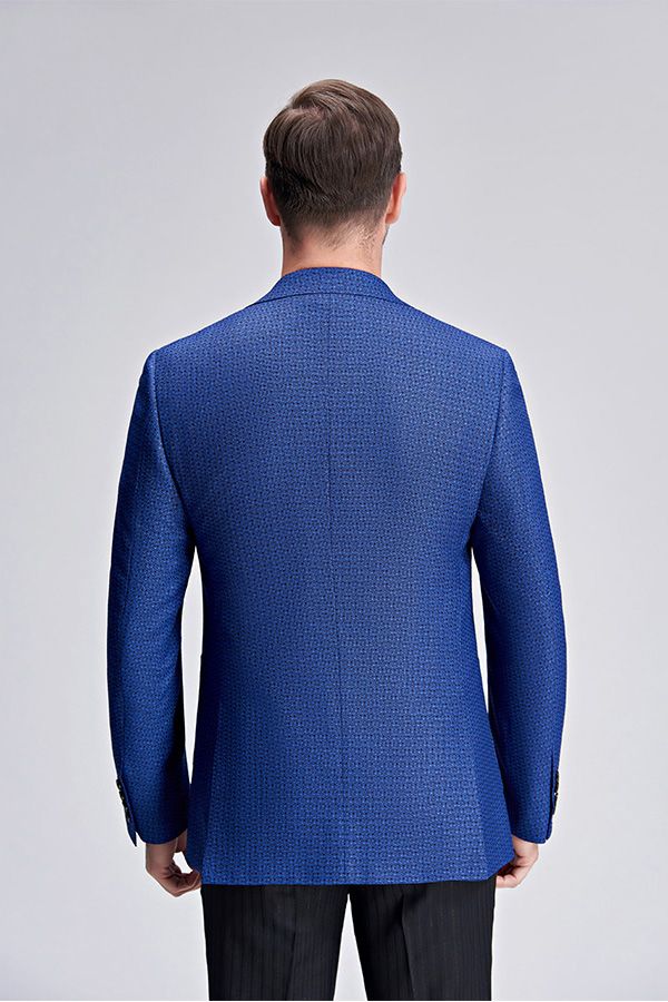 Men Casual Fashion Dot Patch Pocket Fashion Blue Blazer