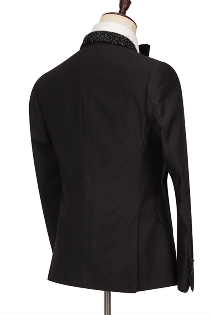 Colby Sparkling Cape Lapel Black One-Button Wedding Suit