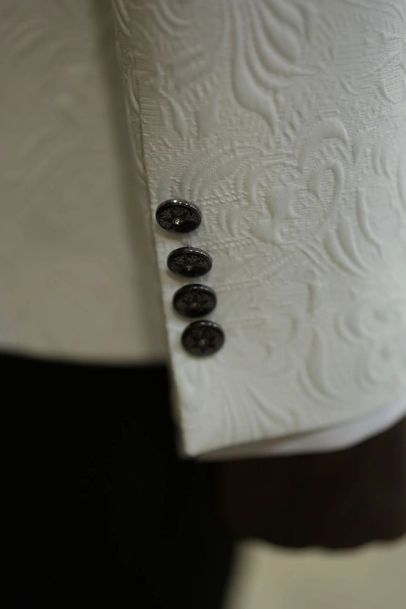 bella Burgundy Velvet Shawl Lapel Jacquard Slim Fit Three-Piece Tuxedo