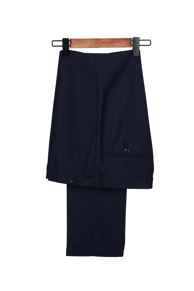 Dark Blue Peak Lapel Wedding Suit Velvet Lapel Formal Suit