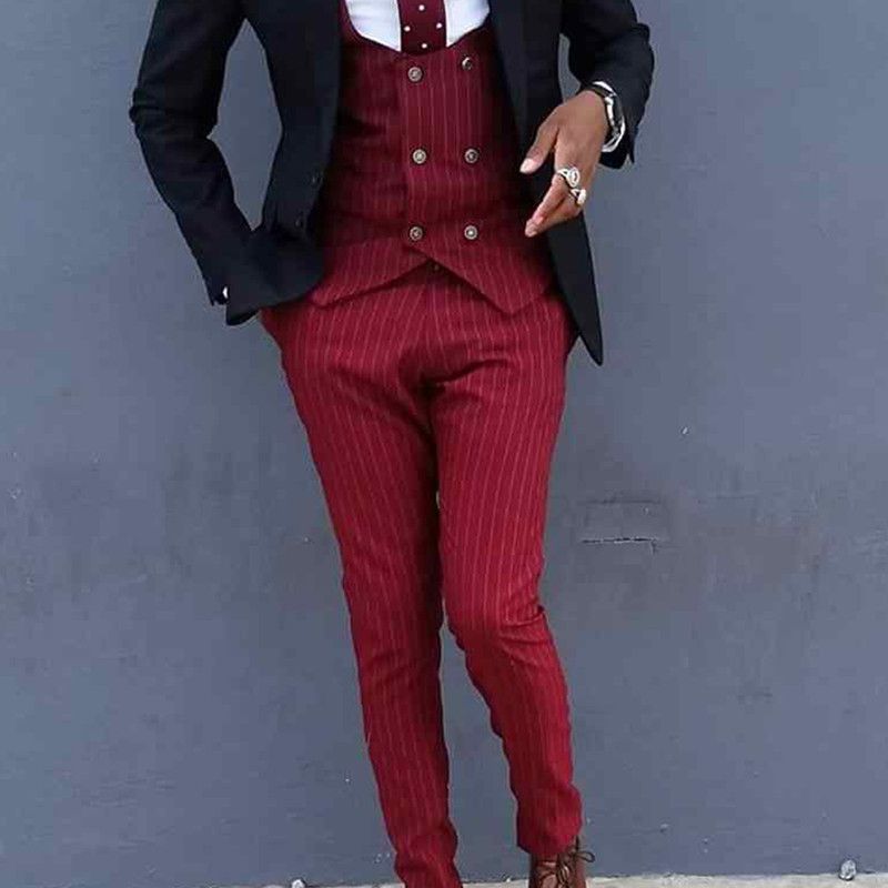 Conner Fashion Three Piece Best Fit Striped Prom Men Suit