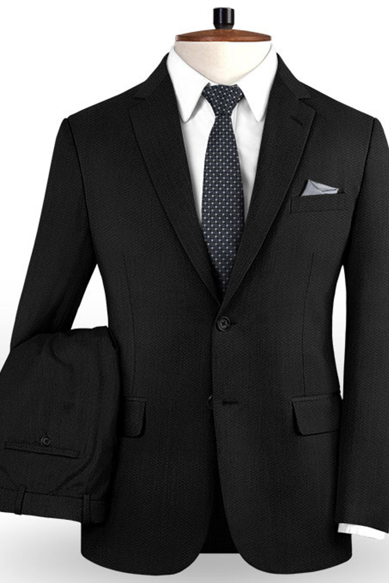 Black Design Notch Lapel Tuxedo Formal Business Blazer Two-Pieces