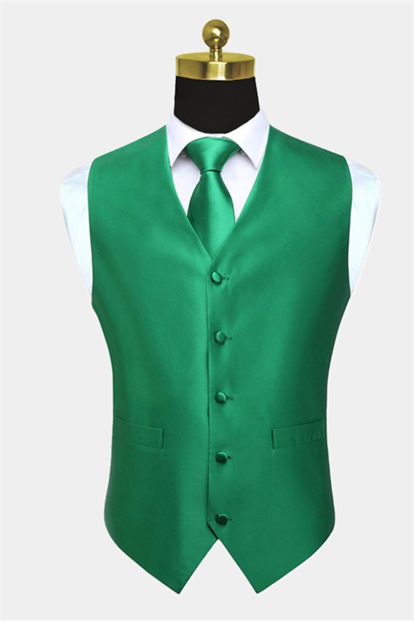 Silk Emerald Green Tank Top And Tie Set