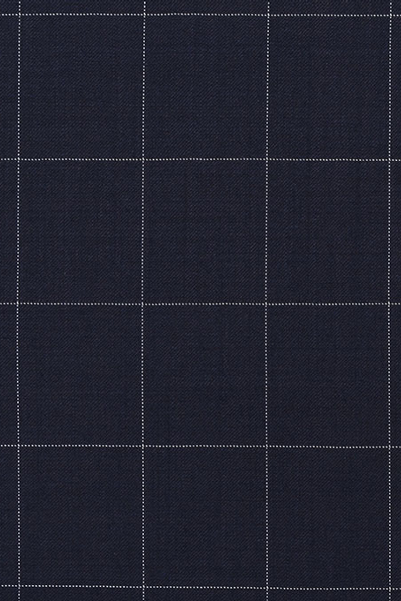 Dark Blue Check Suit Fashion Notch Lapel Prom Tuxedo