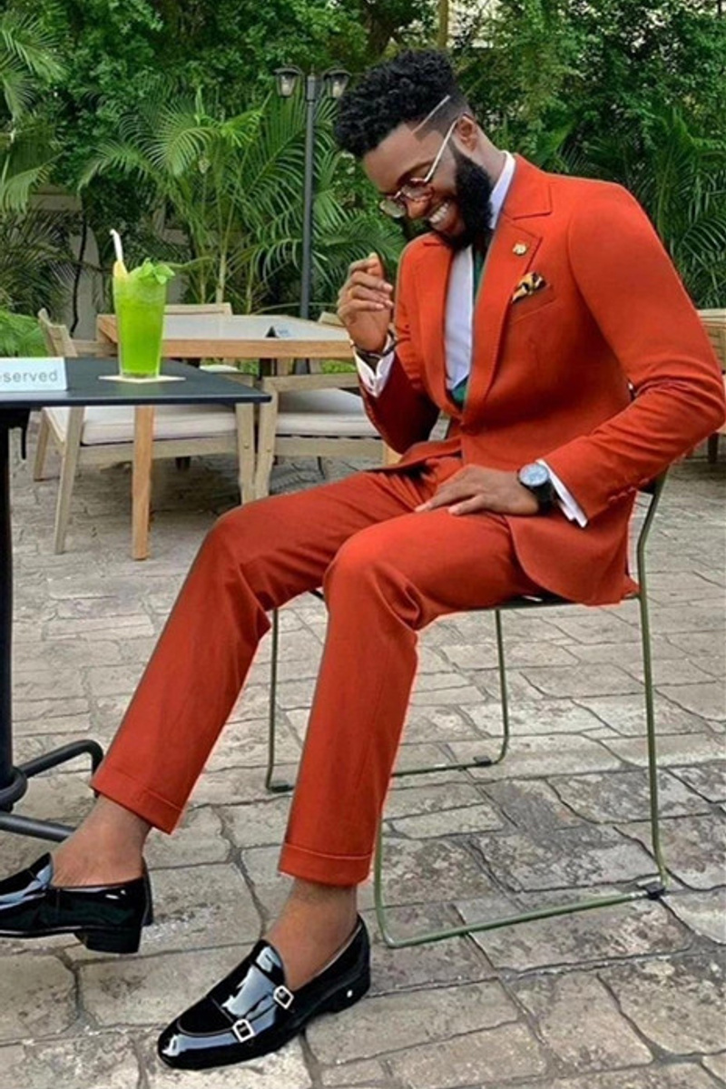 Kameron New Orange Notched Lapel Best Fit Prom Men Suit