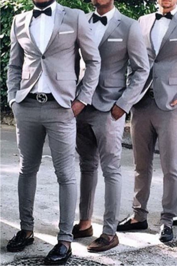 Jeremiah Grey Slim Fit One Button Groomsmen Suit For Weddings