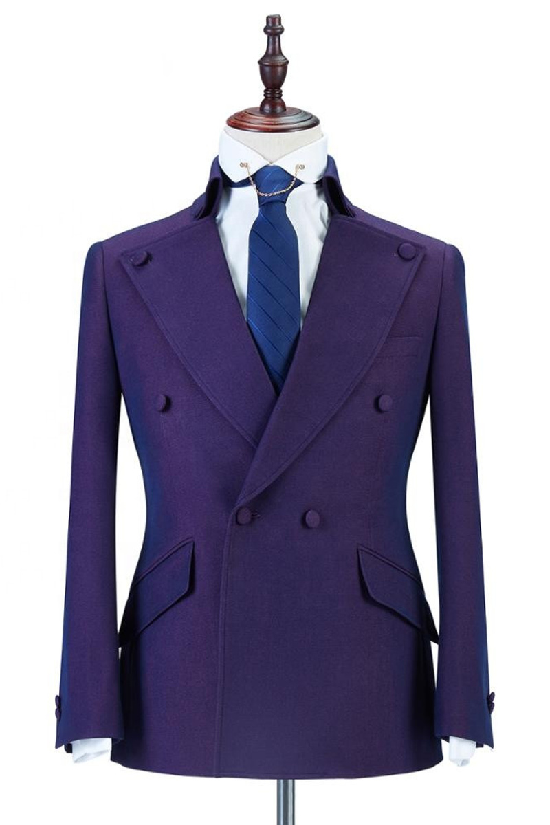Marco Purple Point Lapel Double-Breasted Fashion Suit Online