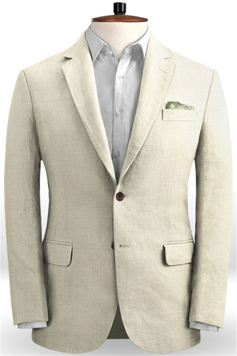 Khaki Notched Lapel Wedding Suit Slim Fit Casual Two-Piece Tuxedo
