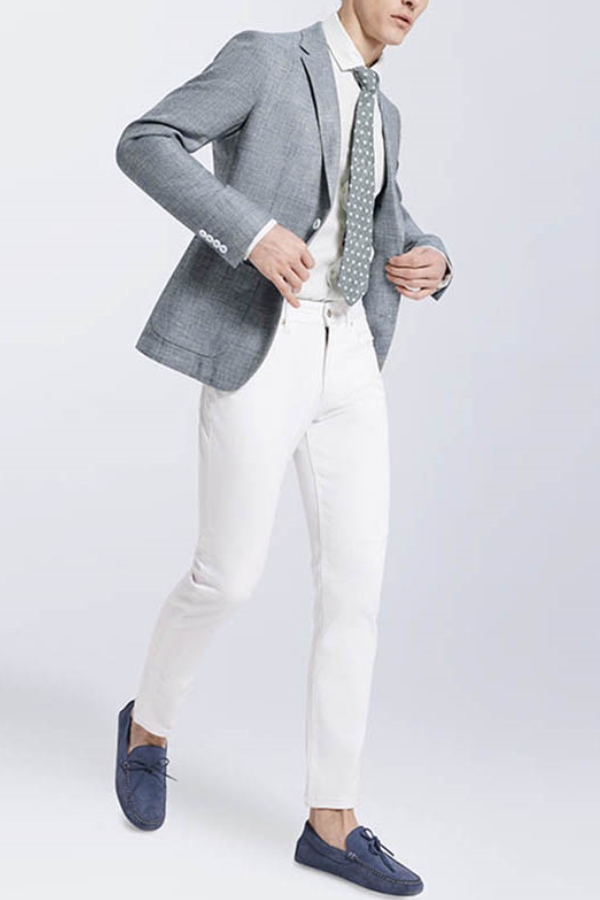 Men Grey Blend Patch Pocket Casual New Blazer