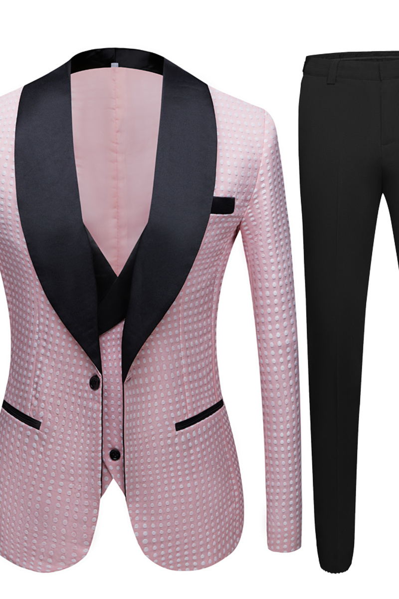 Hudson Pink Shawl Lapel Dot Wedding Suit