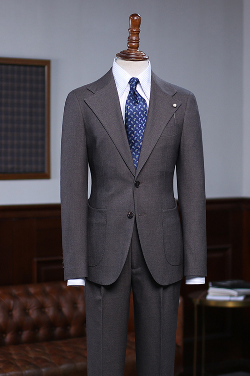 Tim Formal Coffee Notched Lapel Two Button Custom Business Suit