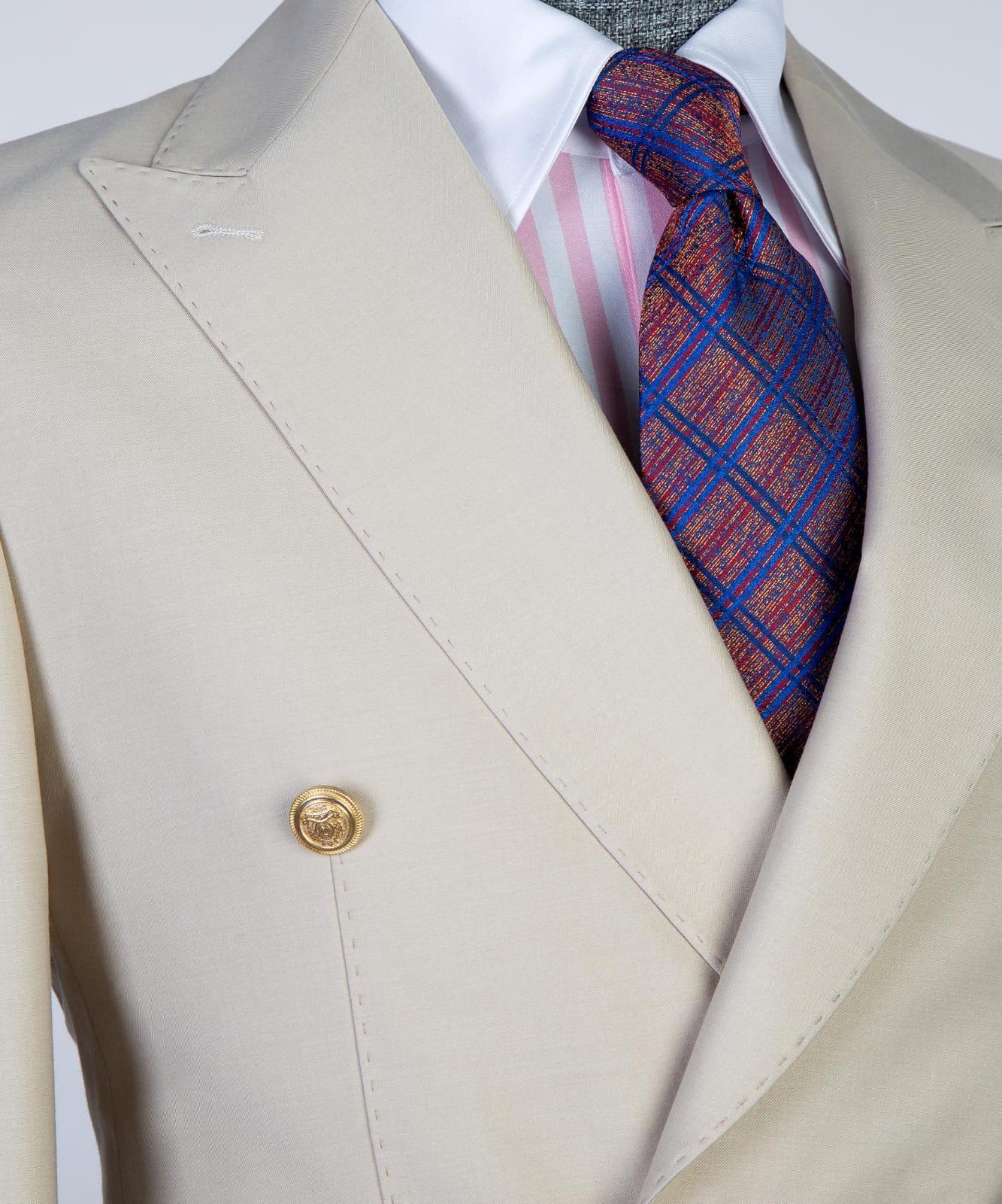 Modern Double-Breasted Point Collar Suit