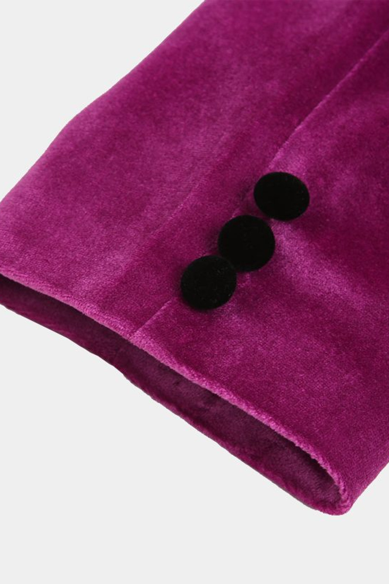 Magenta Pink Velvet Tuxedo Jacket Men One Piece Blazer