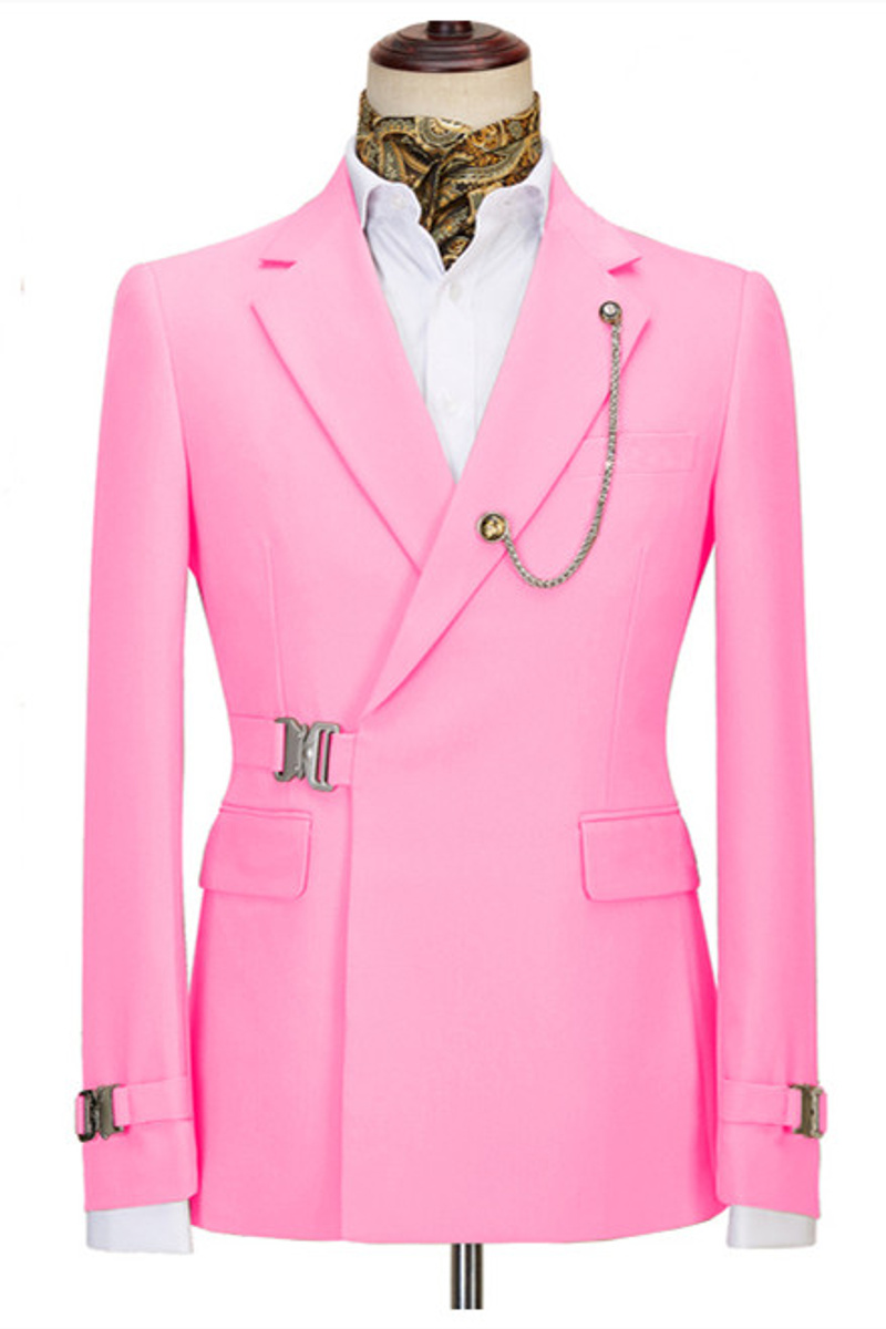 Blake Fashion Pink Slim Fit Lapel Formal Business Men Suit