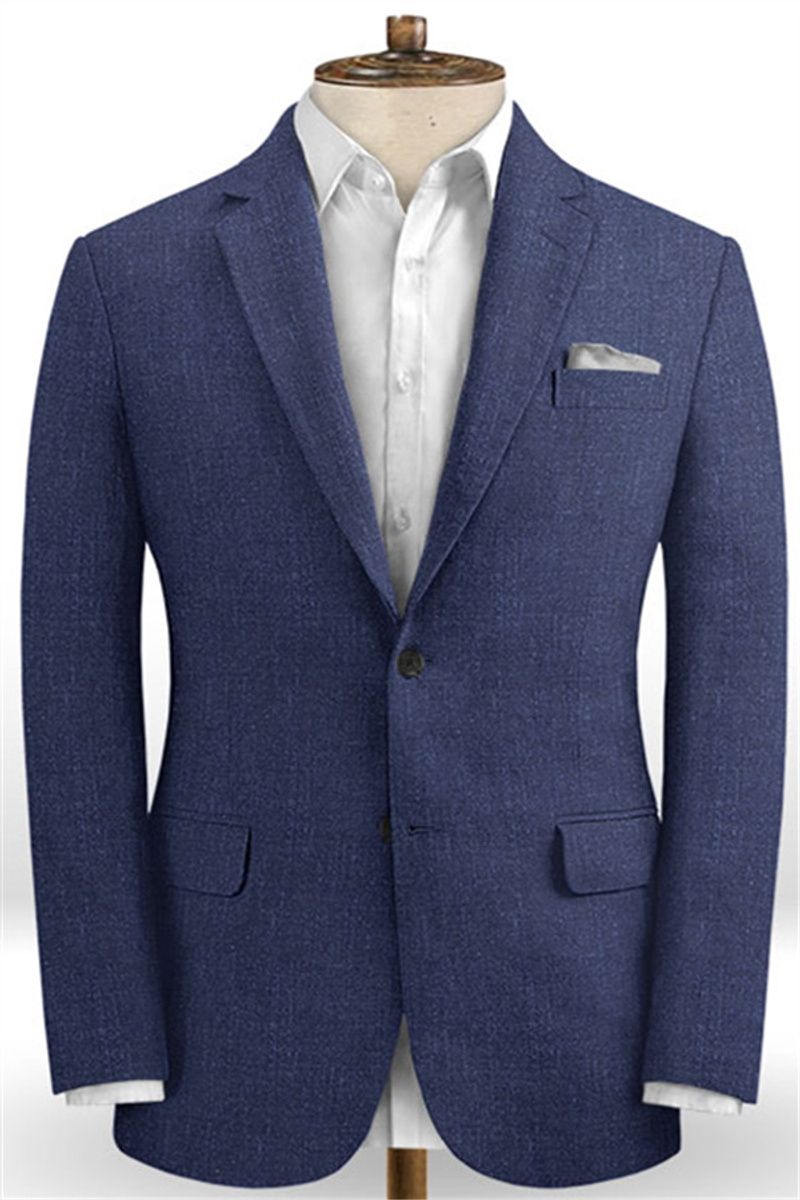 Navy Slim Fit Suit with Notched Lapel Business Wedding Groom Tuxedo