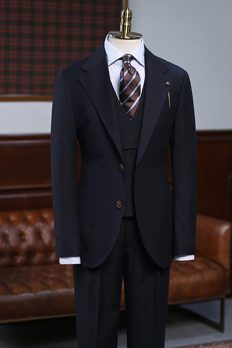 Adolph Classic All Black Notched Lapel Slim Fit Tailored Business Suit