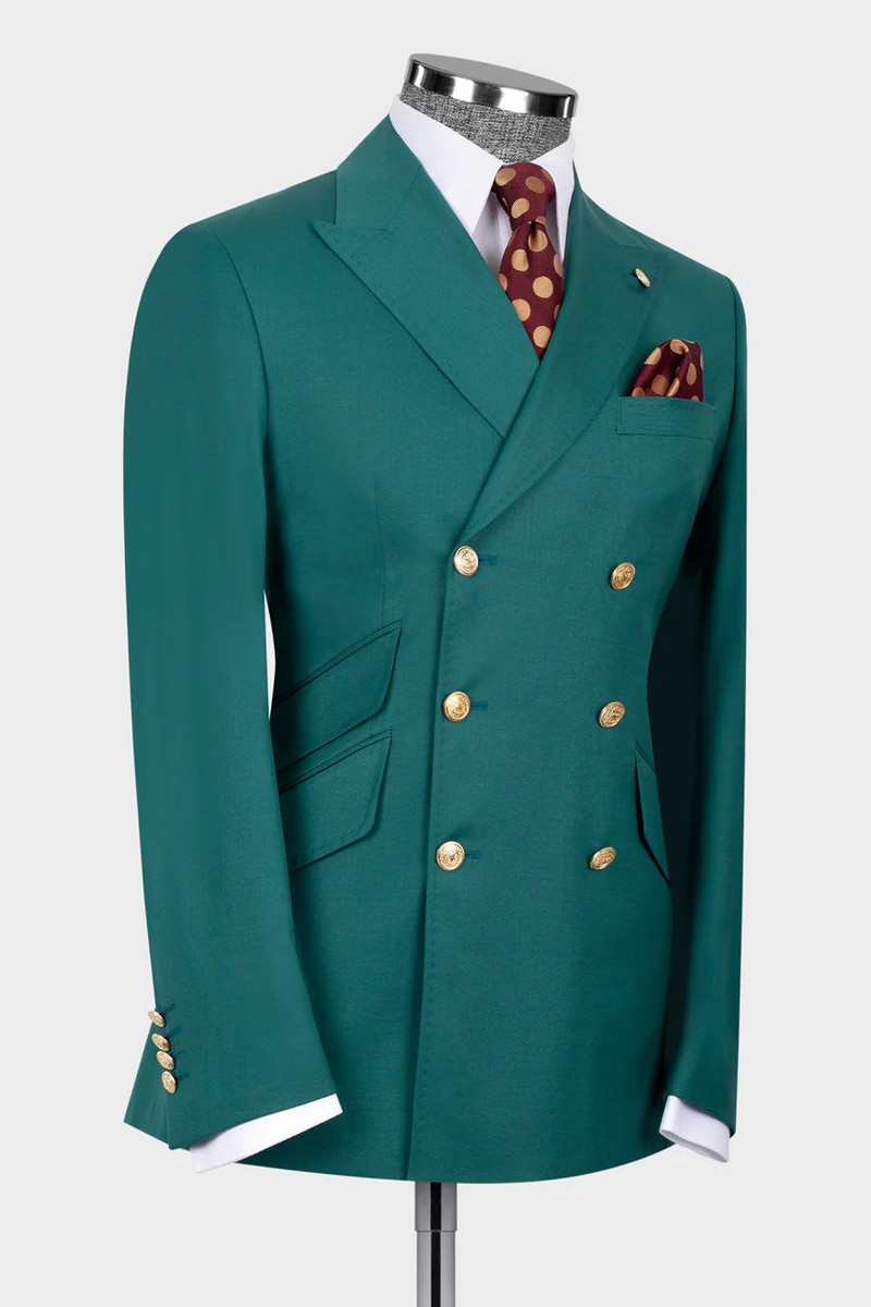 Chic Green Double Breasted Men Suits Men Two Piece Suit