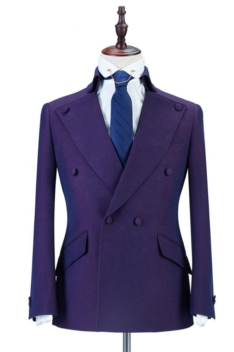 Marco Purple Point Lapel Double-Breasted Fashion Suit Online