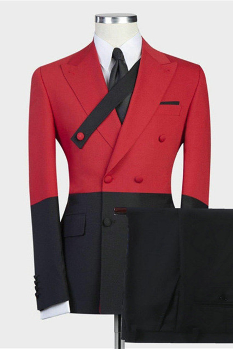 Griffin Red Double Breasted Slim Fit Fashion Men Suitable For Prom