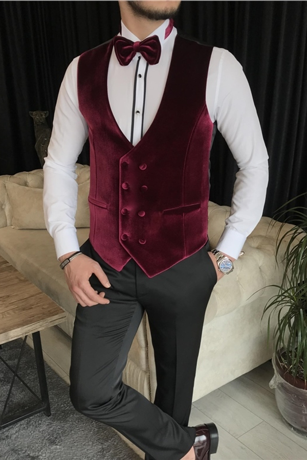 New Arrival White Jacquard Three-Piece Wedding Suit with Velvet Lapel